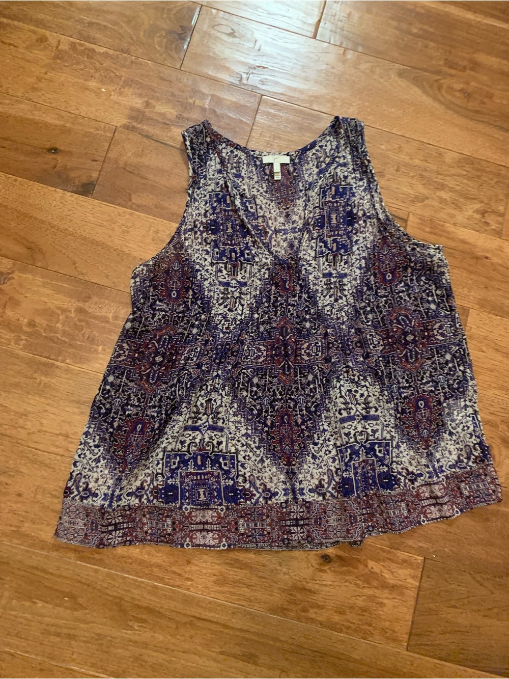 Joie Boho V-Neck Sleeveless Printed Tank Top - Purple Cream
